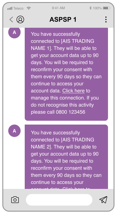 10. 02 Example notification from ASPSP confirming a successful connection